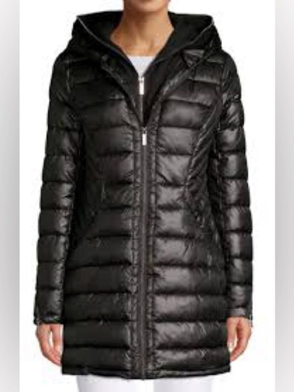 French Connection Black Soft Shell Dickey Insert Puffer Coat Size Small